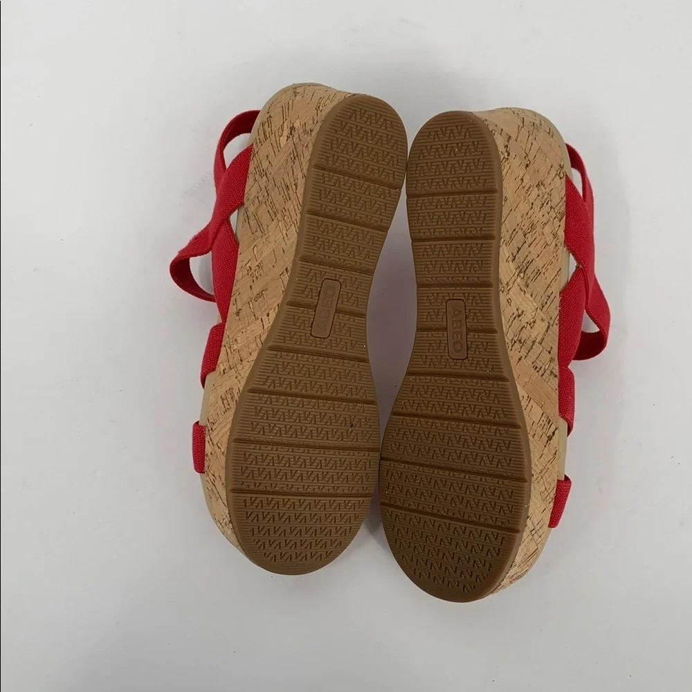 ABEO Riviera Stretch platform wedge espadrille sandal shoe red strappy new 7.5